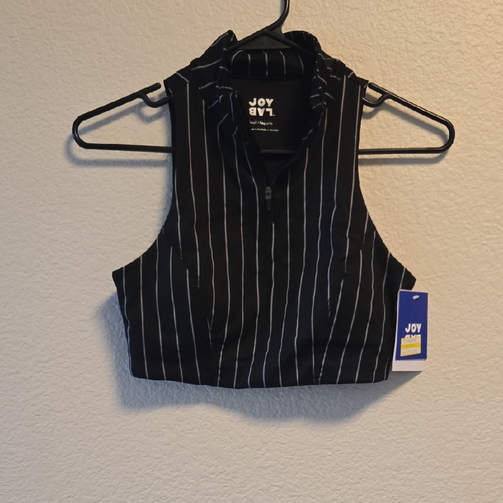 JoyLab Black and White Striped Crop Top